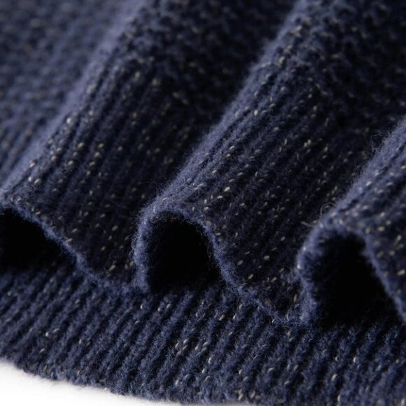 Casual Navy Blue Men Solid Color Sweater - Picture 3 of 4
